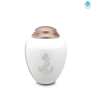 Keepsake Tribute White and Rose Gold Anchor Cremation Urn