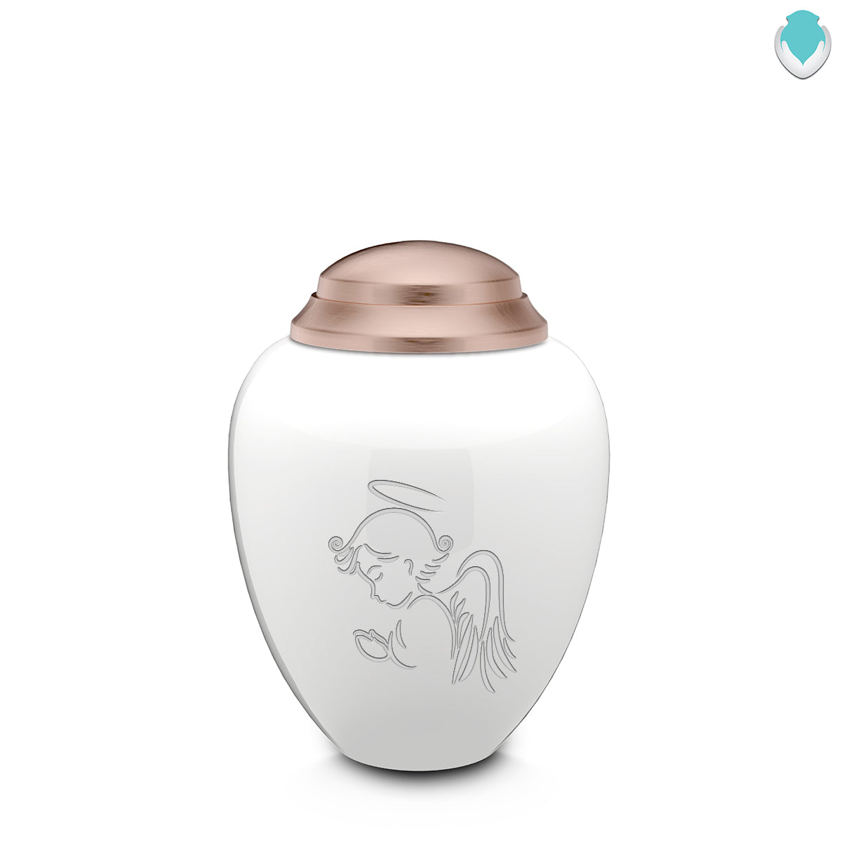 Keepsake Tribute White and Rose Gold Angel Cremation Urn