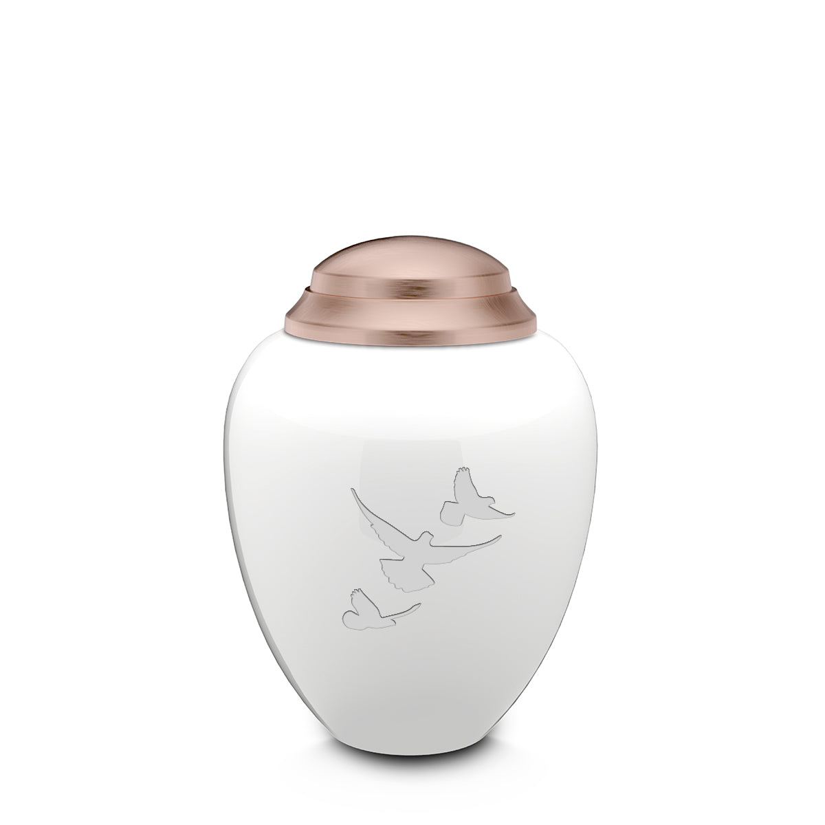 Keepsake Tribute White and Rose Gold Doves Cremation Urn