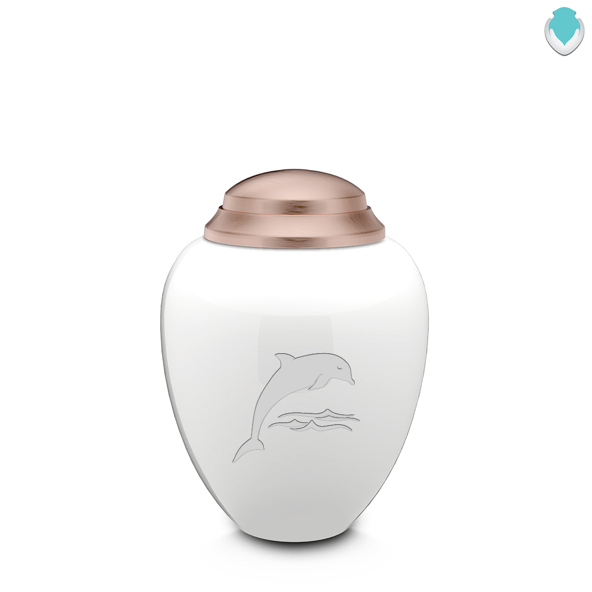 Keepsake Tribute White and Rose Gold Dolphin Cremation Urn
