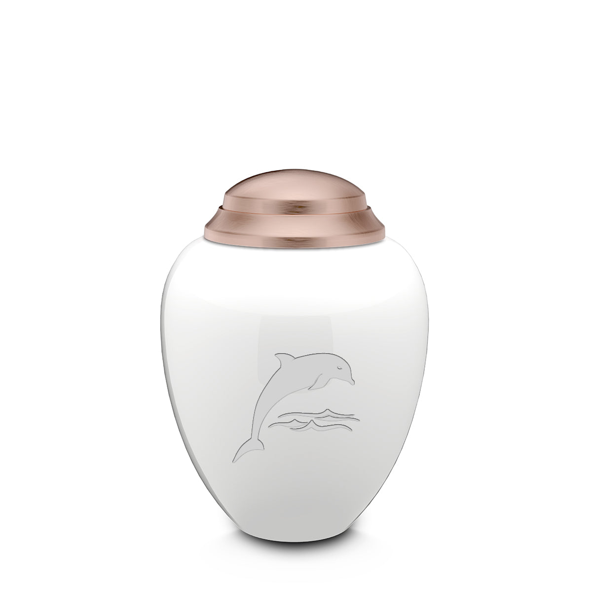 Keepsake Tribute White and Rose Gold Dolphin Cremation Urn