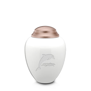 Keepsake Tribute White and Rose Gold Dolphin Cremation Urn