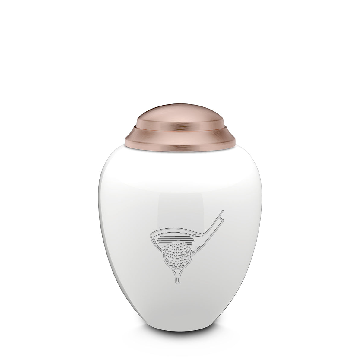 Keepsake Tribute White and Rose Gold Golf Cremation Urn