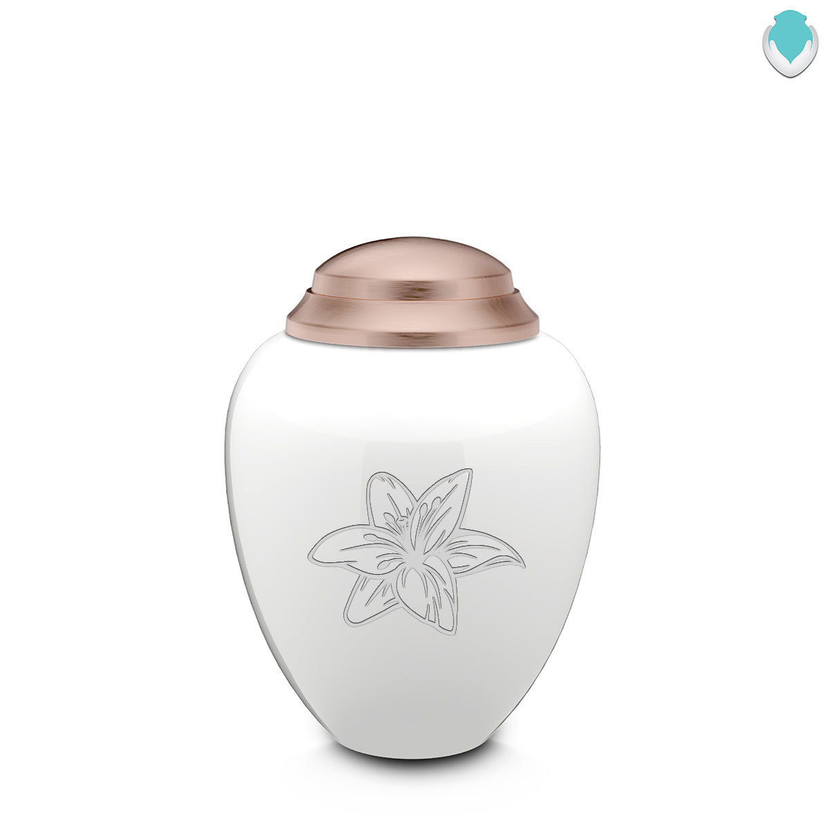 Keepsake Tribute White and Rose Gold Lily Cremation Urn