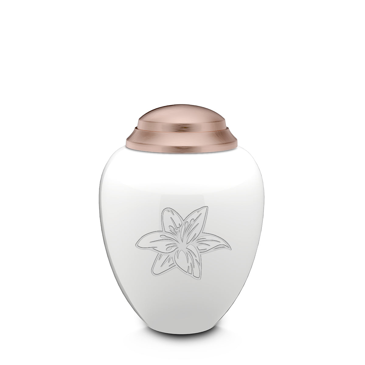 Keepsake Tribute White and Rose Gold Lily Cremation Urn