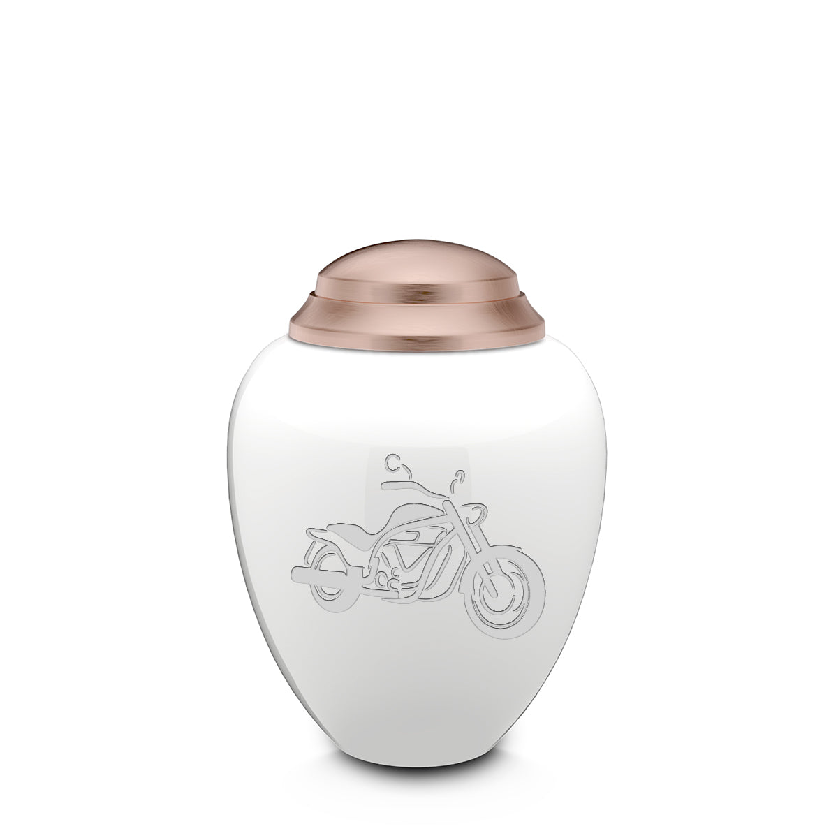 Keepsake Tribute White and Rose Gold Motorcycle Cremation Urn