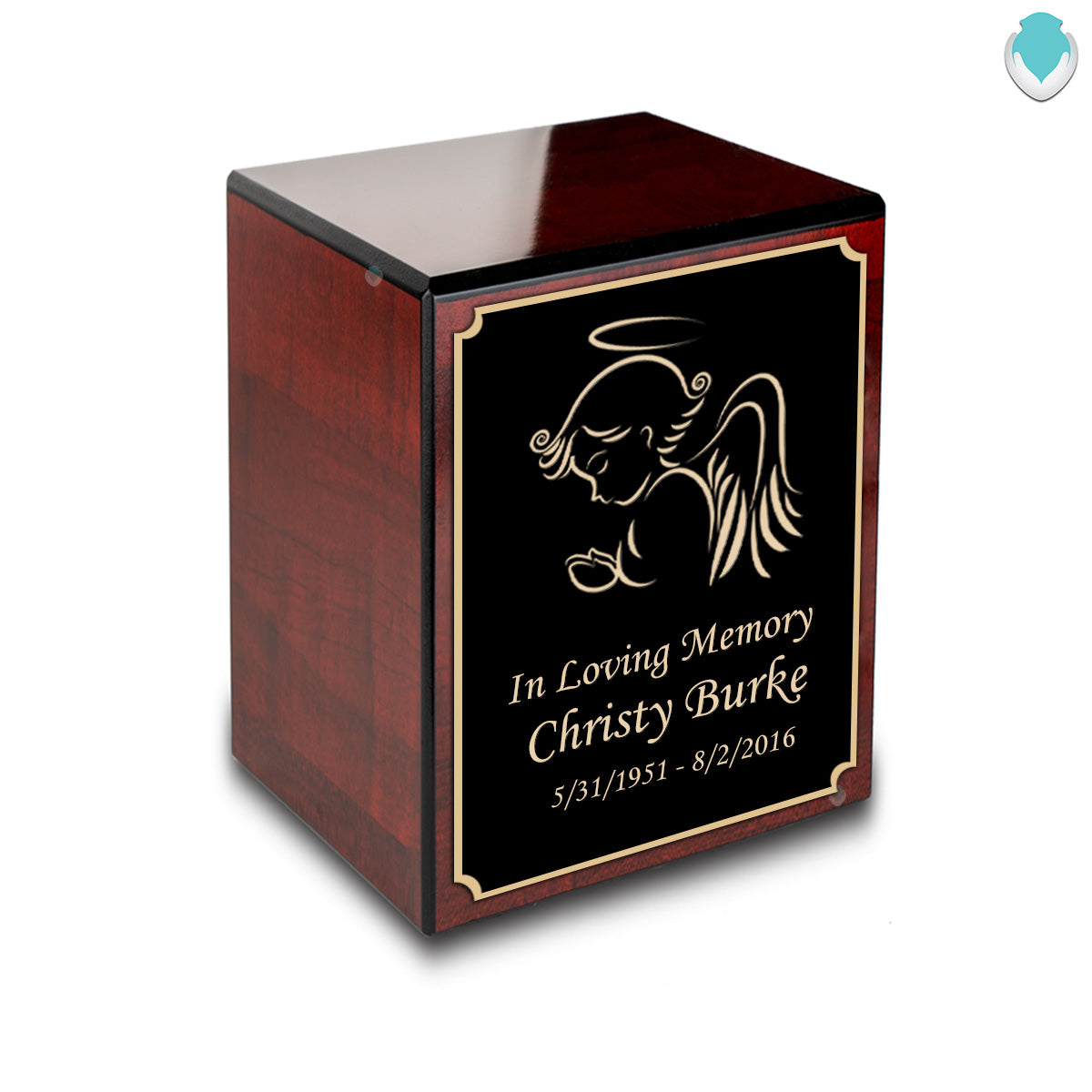 Custom Engraved Heritage Cherry Small Cremation Urn Memorial Box for Ashes