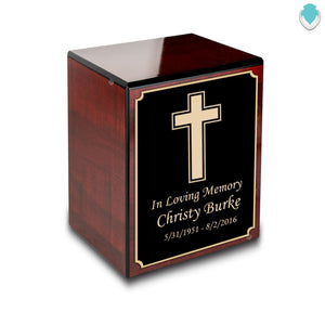 Custom Engraved Heritage Cherry Small Cremation Urn Memorial Box for Ashes