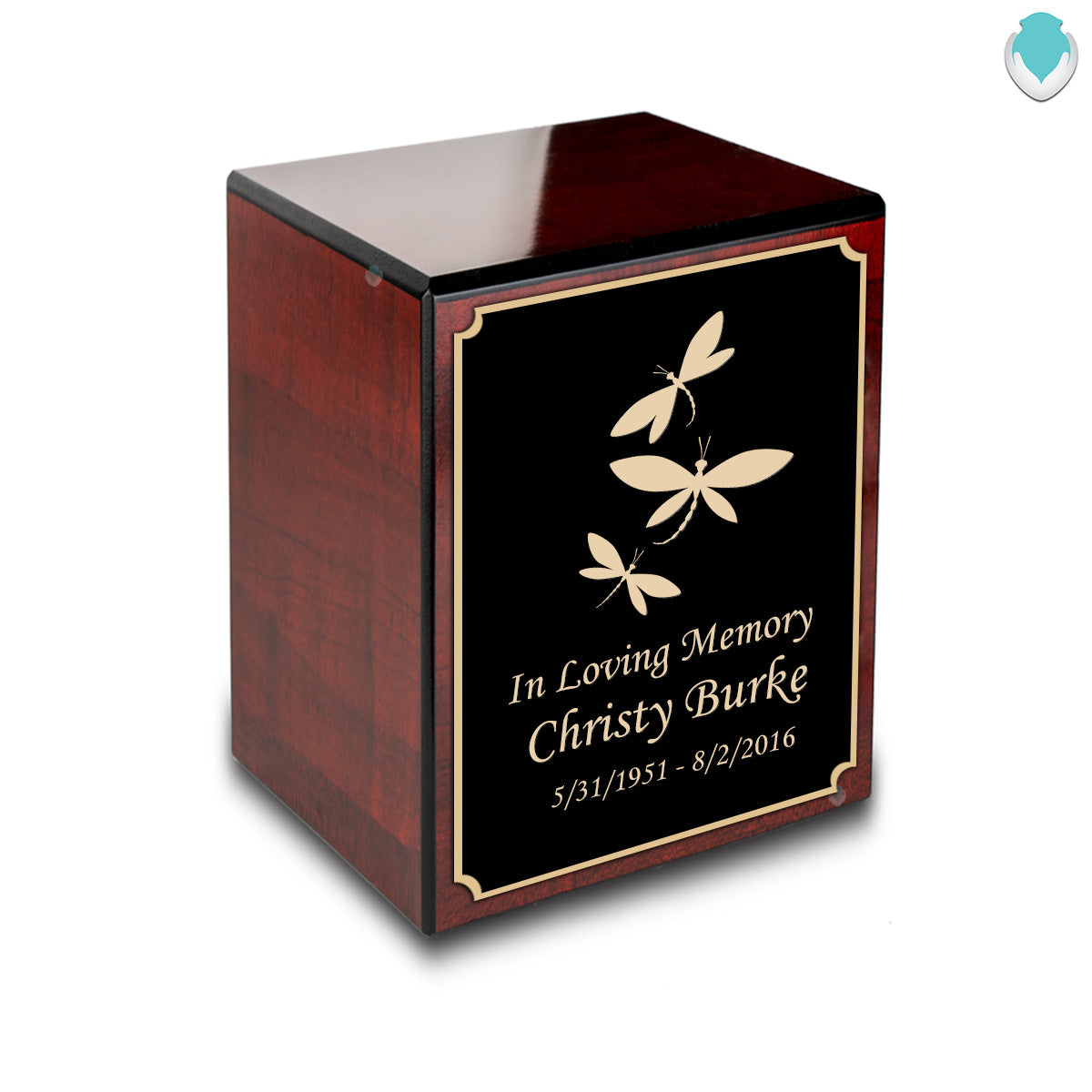 Custom Engraved Heritage Cherry Small Cremation Urn Memorial Box for Ashes