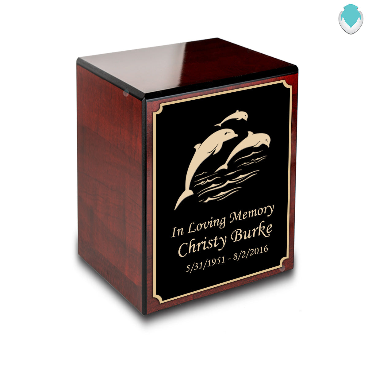 Custom Engraved Heritage Cherry Small Cremation Urn Memorial Box for Ashes