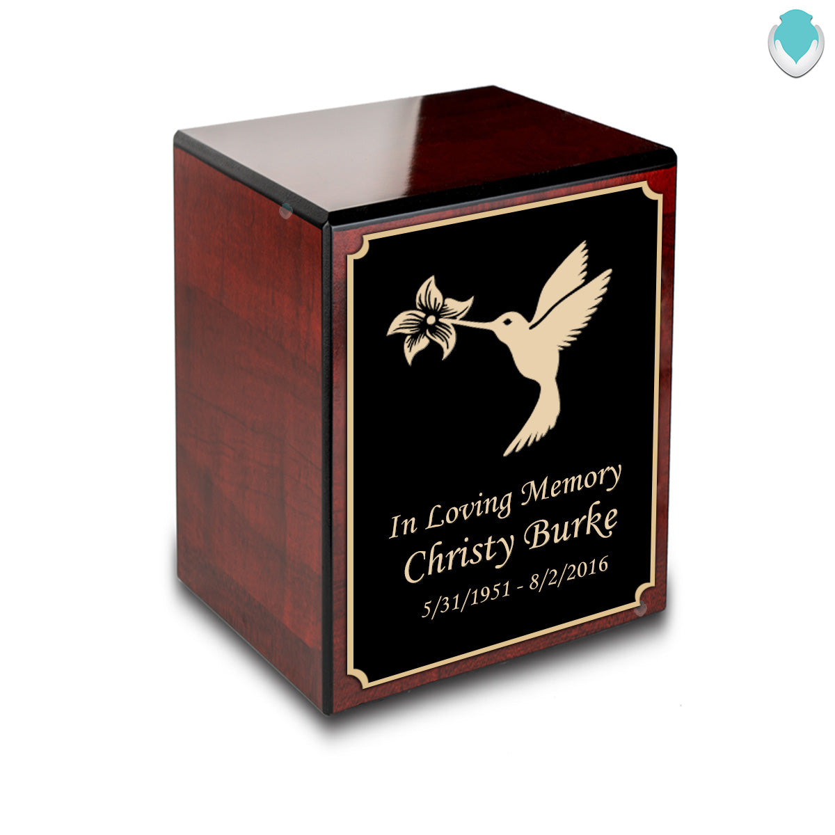 Custom Engraved Heritage Cherry Small Cremation Urn Memorial Box for Ashes
