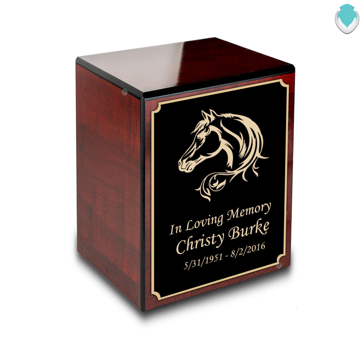 Custom Engraved Heritage Cherry Small Cremation Urn Memorial Box for Ashes