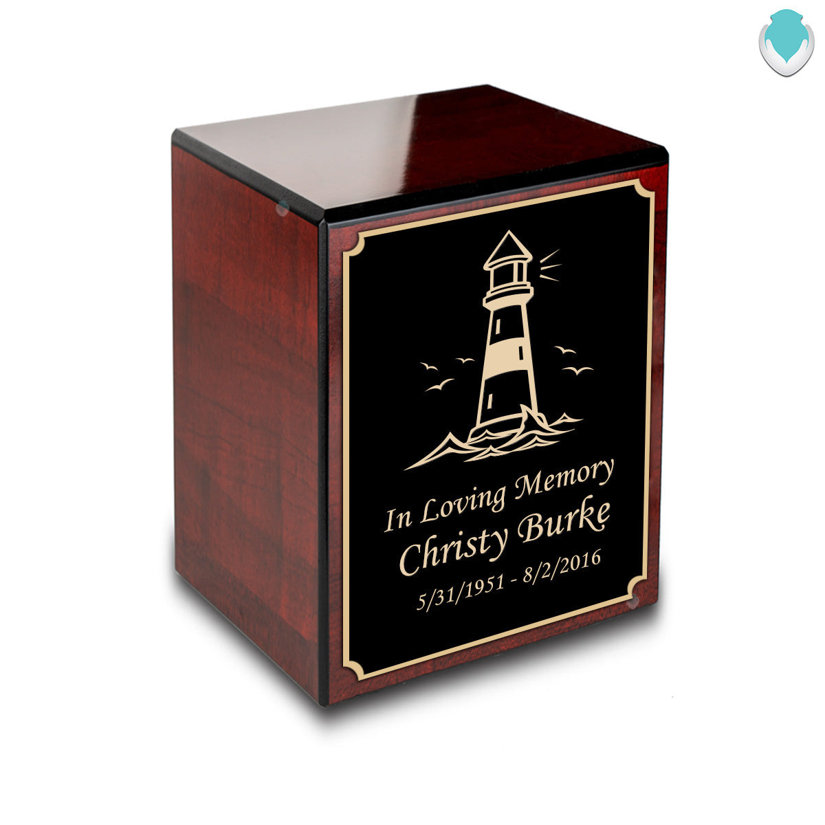 Custom Engraved Heritage Cherry Small Cremation Urn Memorial Box for Ashes
