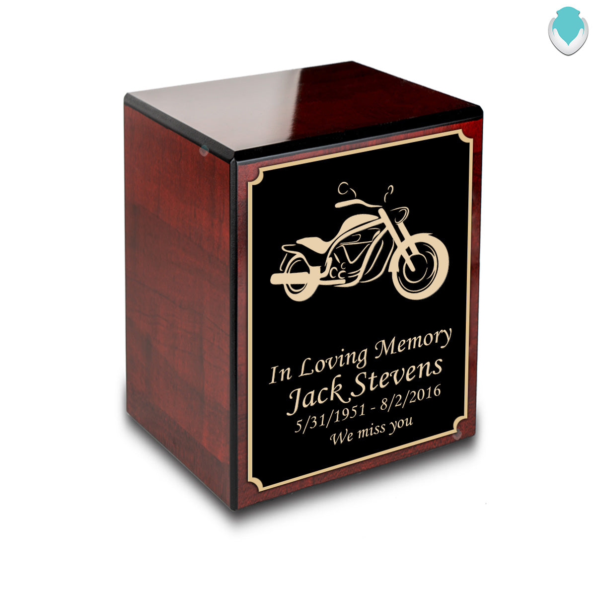 Custom Engraved Heritage Cherry Small Cremation Urn Memorial Box for Ashes