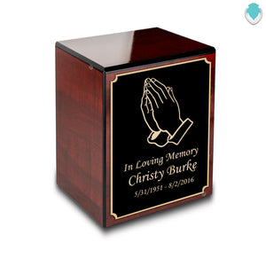 Custom Engraved Heritage Cherry Small Cremation Urn Memorial Box for Ashes
