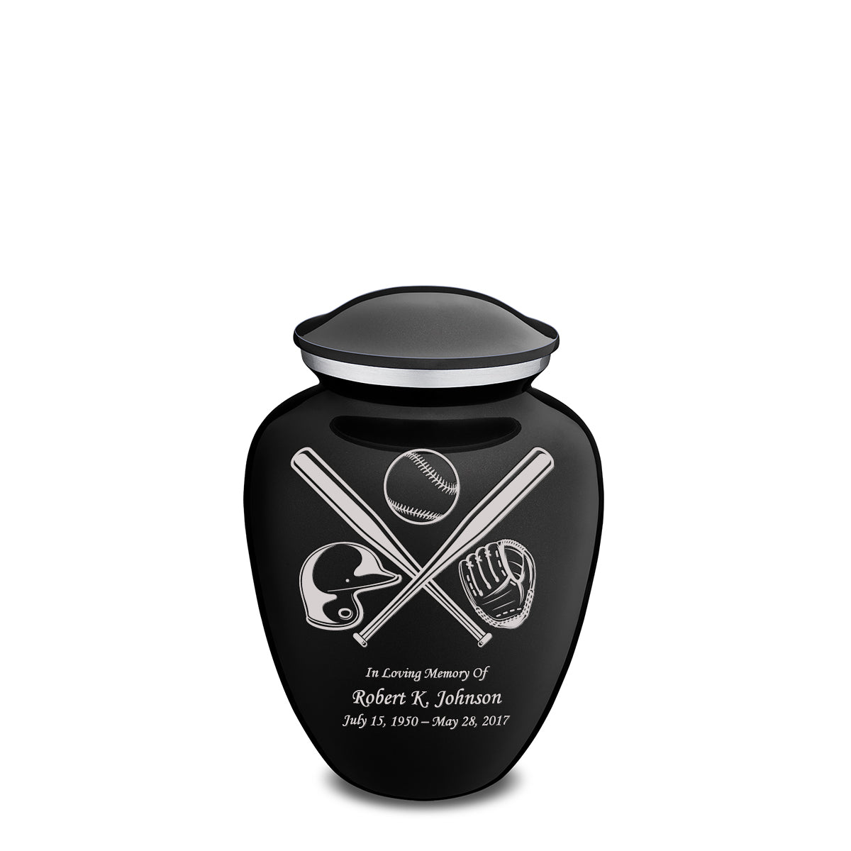 Medium Embrace Black Baseball Cremation Urn