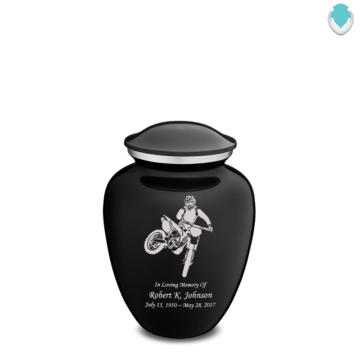 Medium Embrace Black Dirt Bike Cremation Urn
