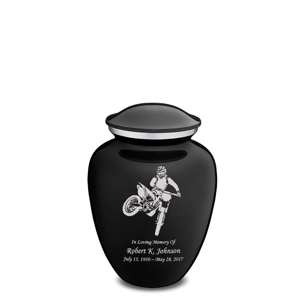 Medium Embrace Black Dirt Bike Cremation Urn