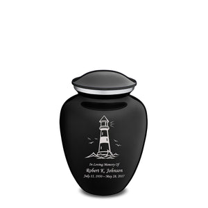 Medium Embrace Black Lighthouse Cremation Urn