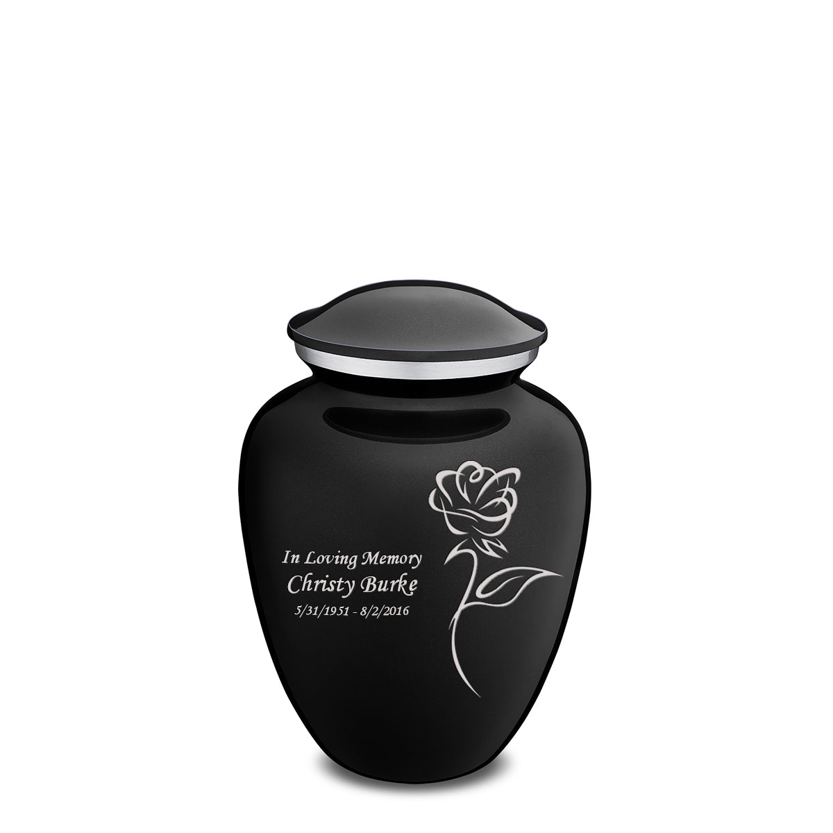 Medium Embrace Black Rose Cremation Urn
