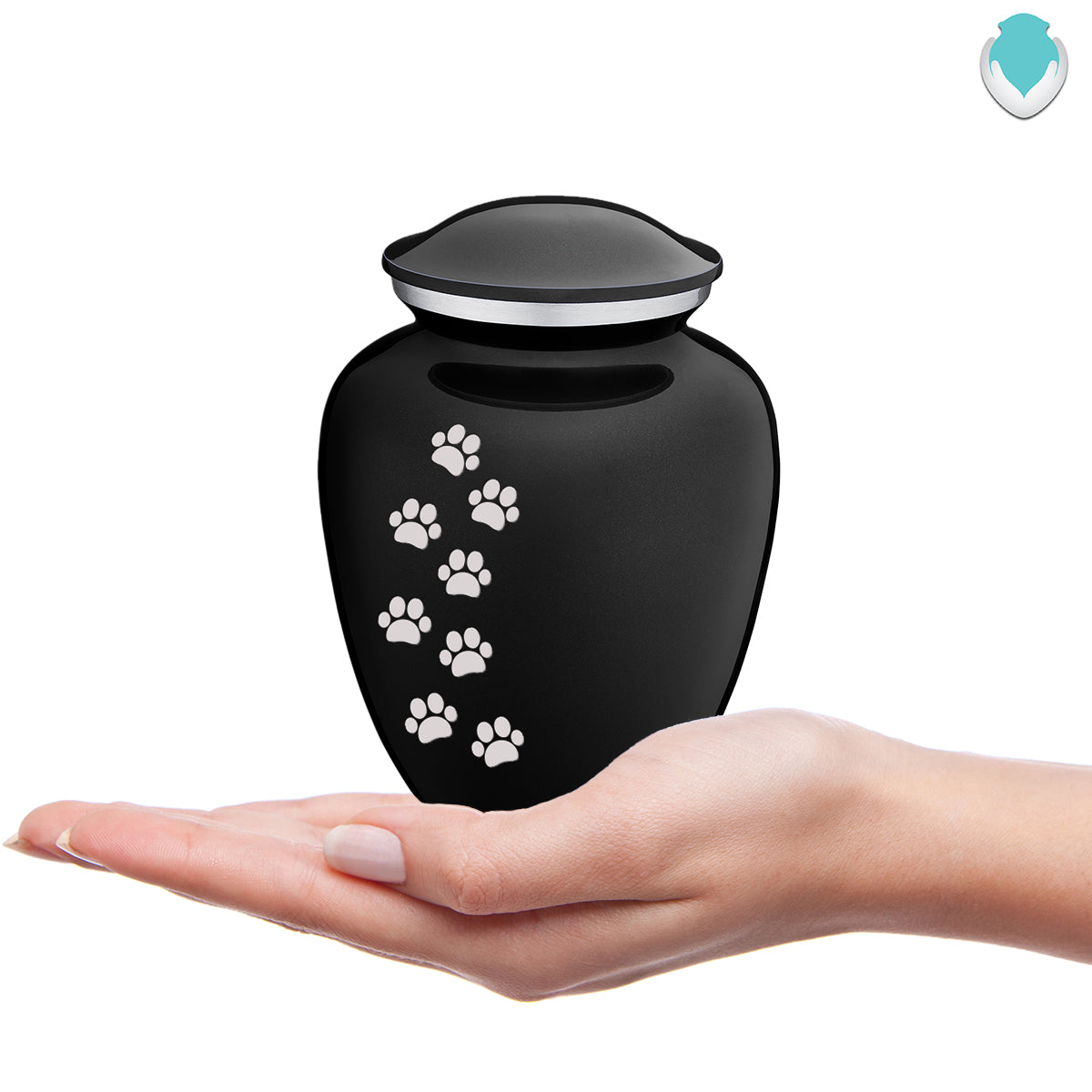 Medium Embrace Black Walking Paws Pet Cremation Urn
