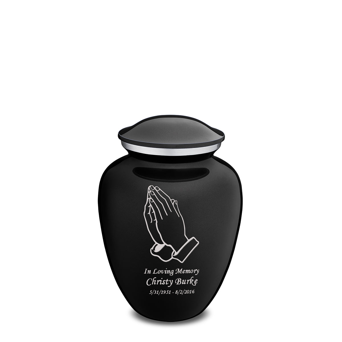 Medium Embrace Black Praying Hands Cremation Urn