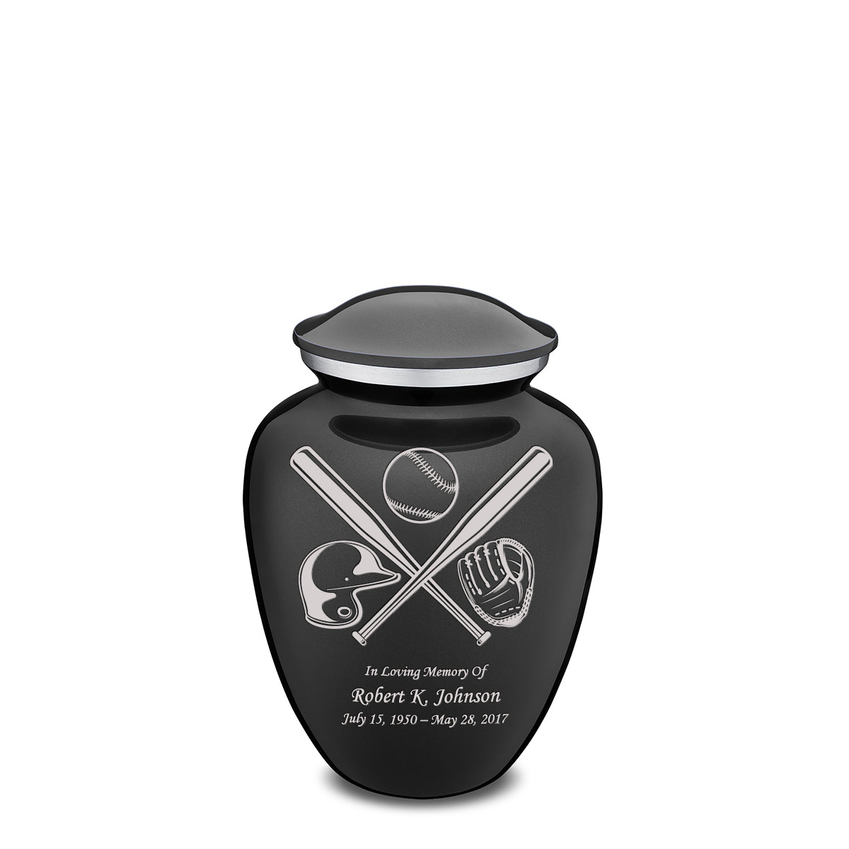 Medium Embrace Charcoal Baseball Cremation Urn