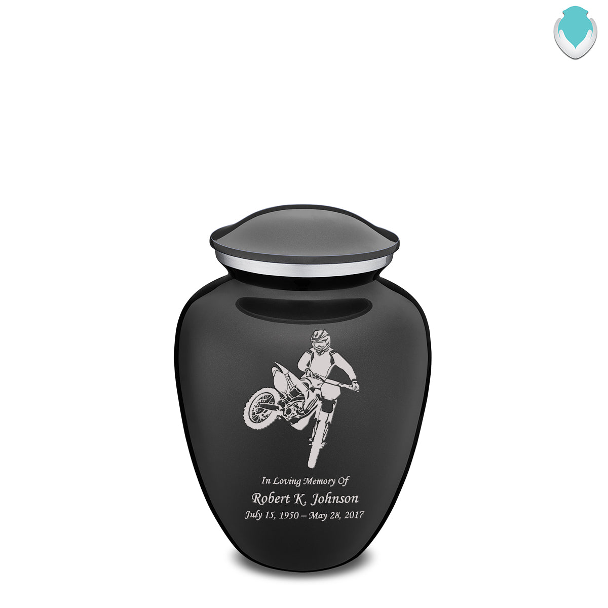 Medium Embrace Charcoal Dirt Bike Cremation Urn