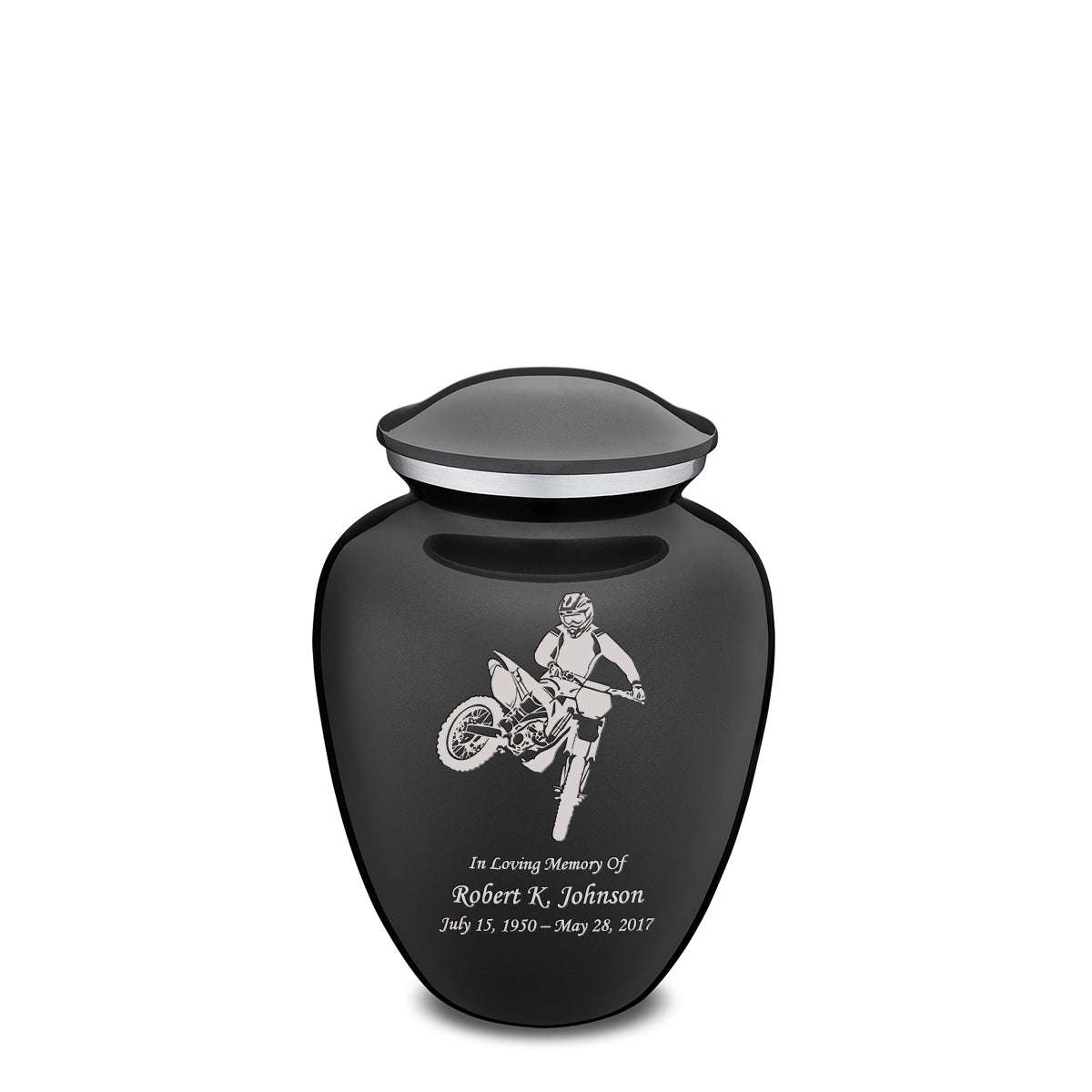 Medium Embrace Charcoal Dirt Bike Cremation Urn