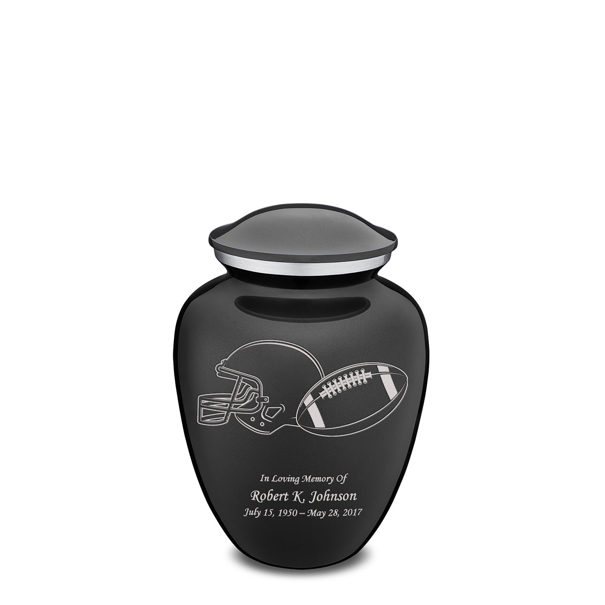 Medium Embrace Charcoal Football Cremation Urn