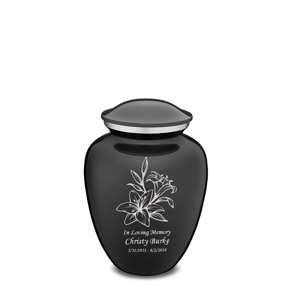 Medium Embrace Charcoal Lily Cremation Urn