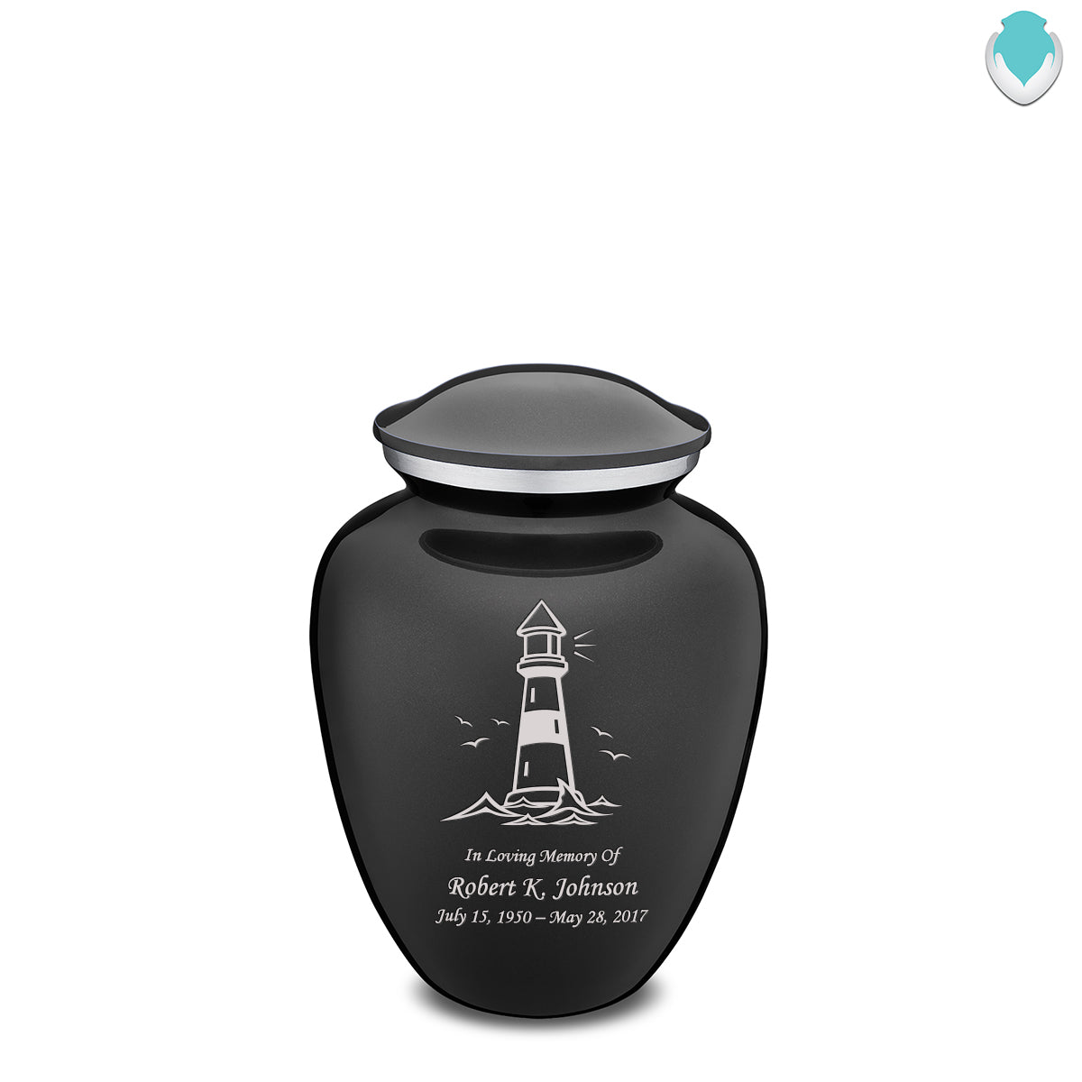 Medium Embrace Charcoal Lighthouse Cremation Urn