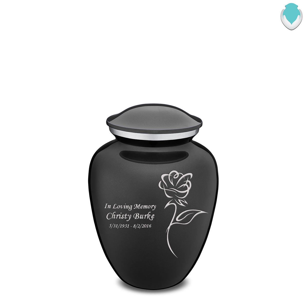 Medium Embrace Charcoal Rose Cremation Urn