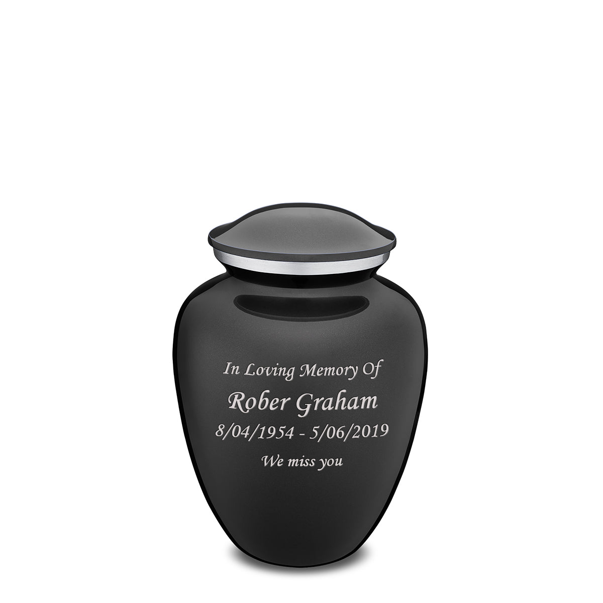 Medium Embrace Charcoal Custom Engraved Cremation Urn