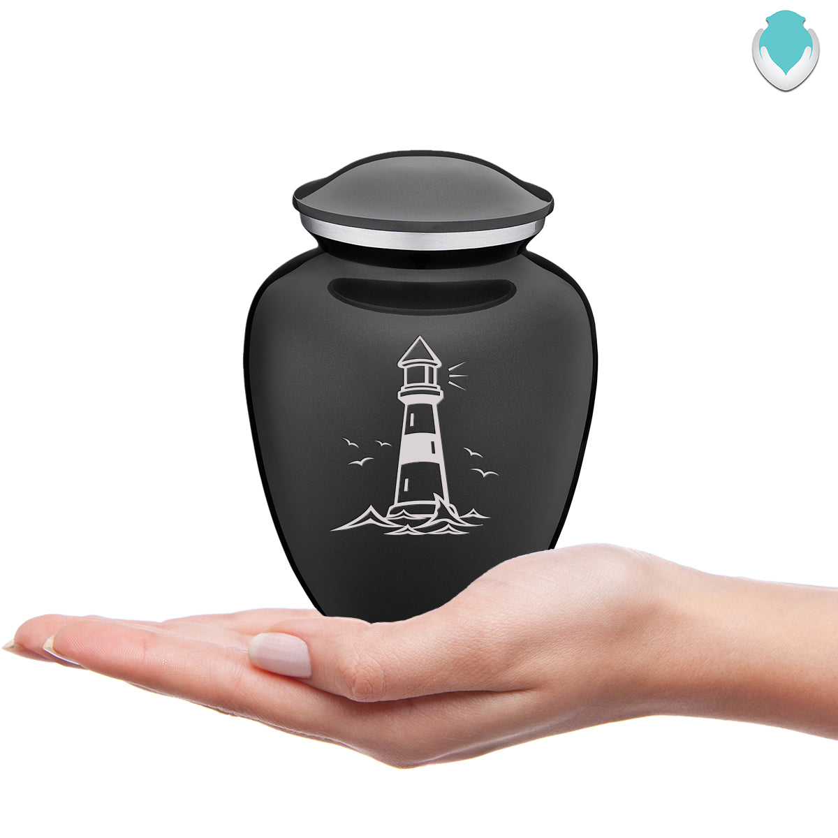 Medium Embrace Charcoal Lighthouse Cremation Urn