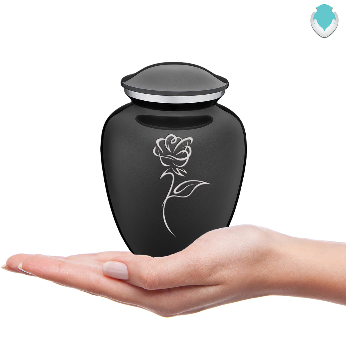 Medium Embrace Charcoal Rose Cremation Urn