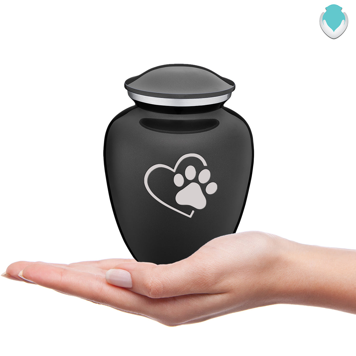 Medium Embrace Charcoal Single Paw Heart Pet Cremation Urn