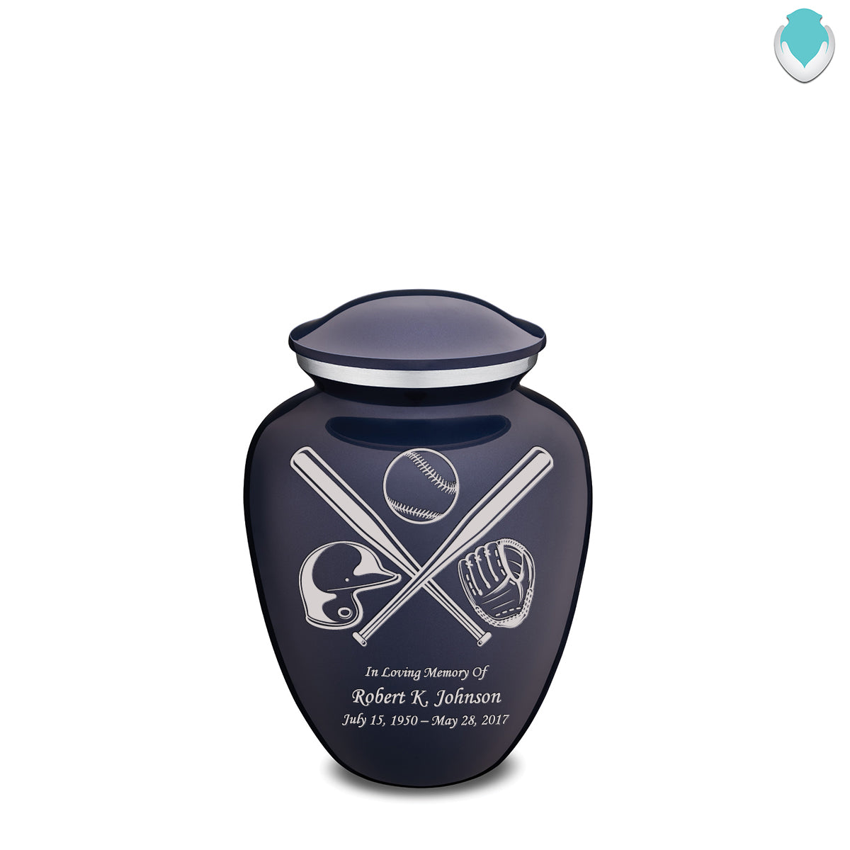 Medium Embrace Cobalt Blue Baseball Cremation Urn