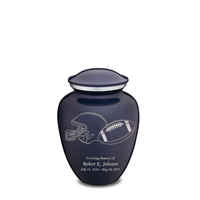 Medium Embrace Cobalt Football Cremation Urn