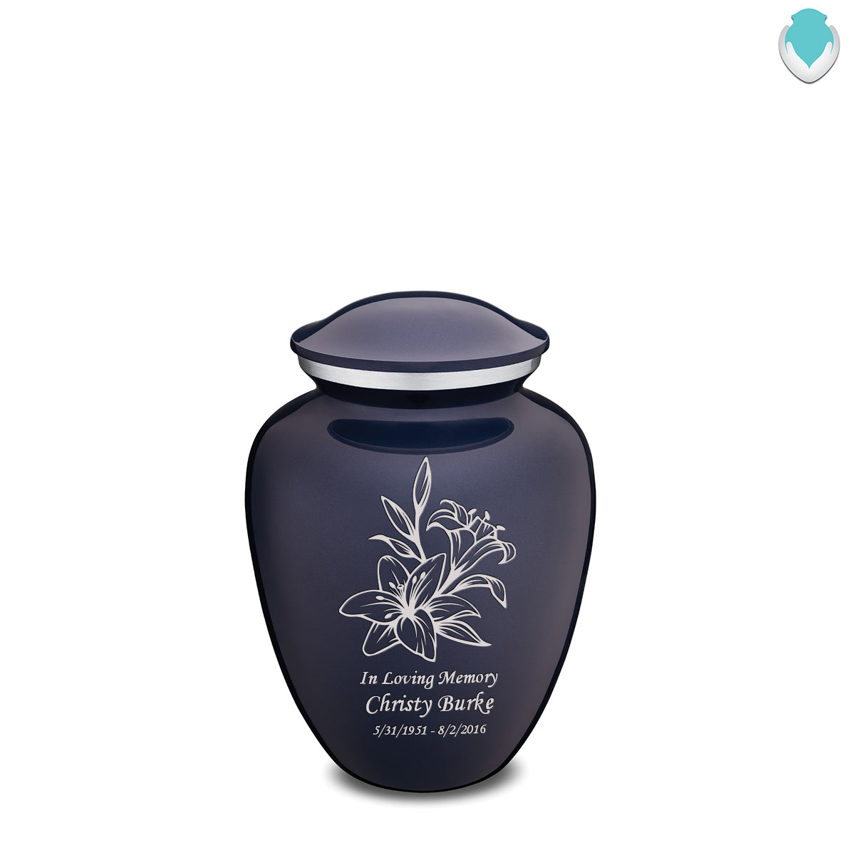 Medium Embrace Cobalt Blue Lily Cremation Urn