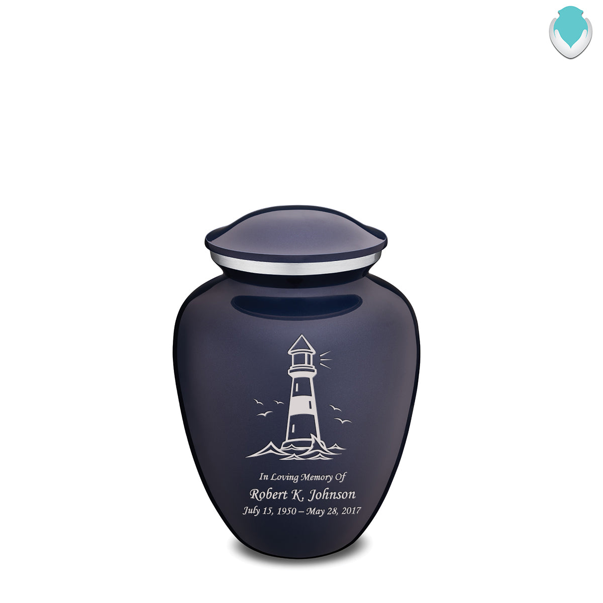 Medium Embrace Cobalt Blue Lighthouse Cremation Urn