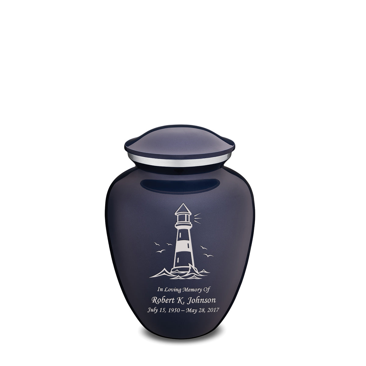 Medium Embrace Cobalt Blue Lighthouse Cremation Urn