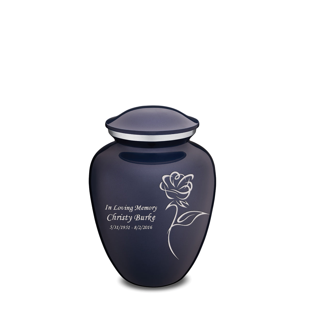 Medium Embrace Cobalt Blue Rose Cremation Urn