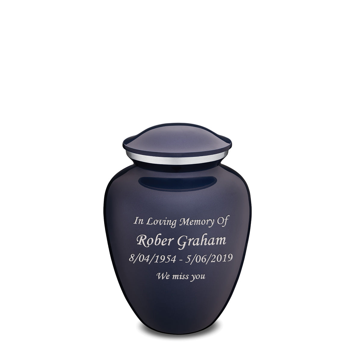 Medium Embrace Cobalt Blue Custom Engraved Cremation Urn