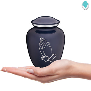 Medium Embrace Cobalt Blue Praying Hands Cremation Urn