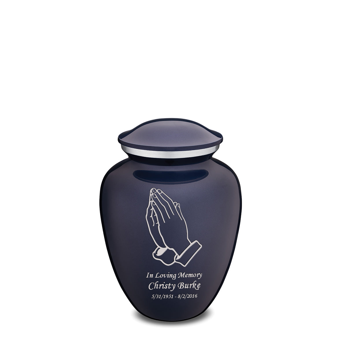 Medium Embrace Cobalt Blue Praying Hands Cremation Urn
