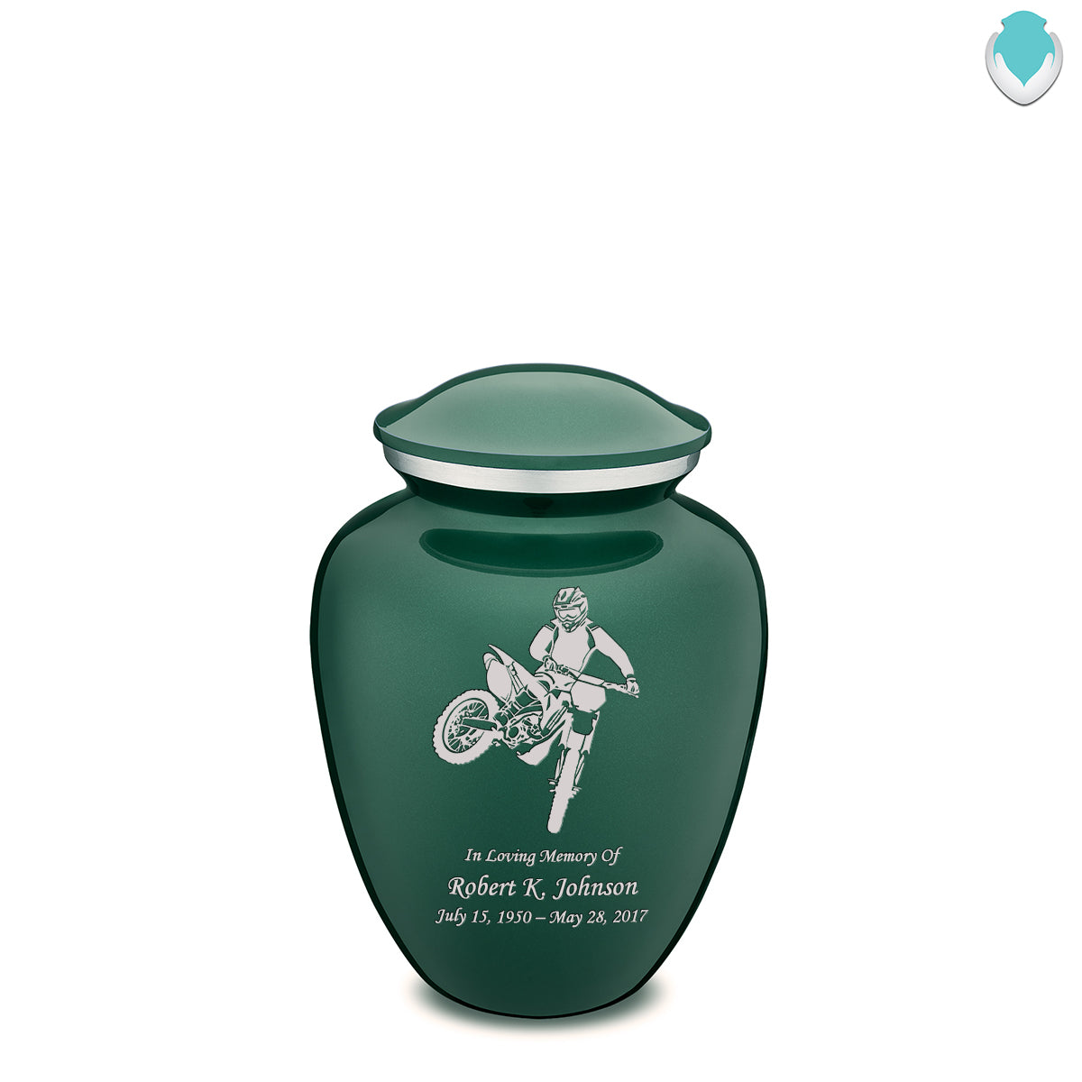 Medium Embrace Green Dirt Bike Cremation Urn