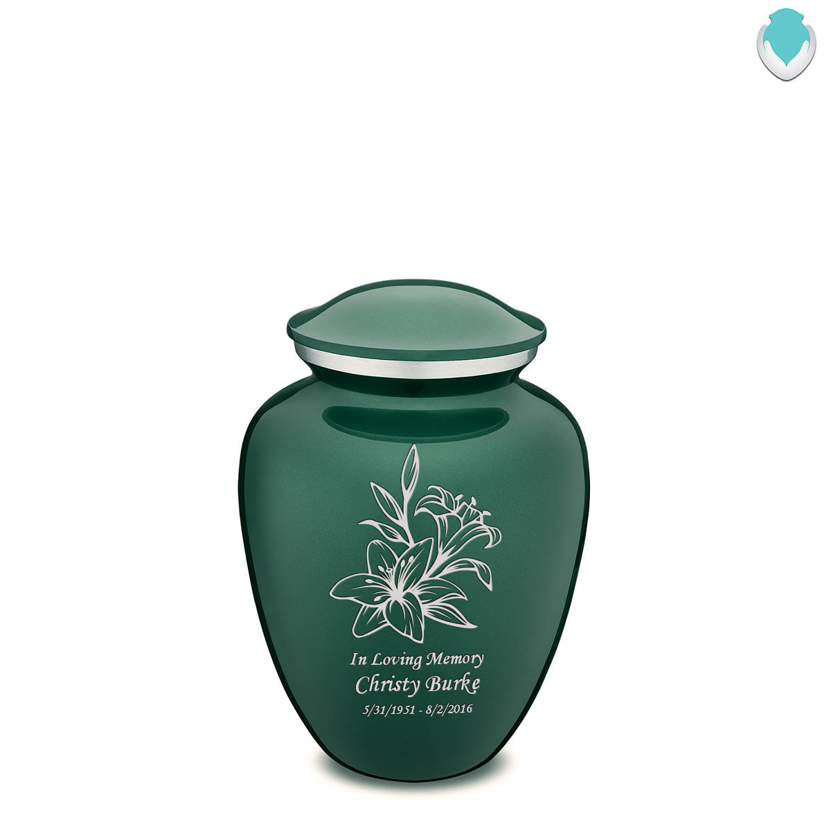 Medium Embrace Green Lily Cremation Urn