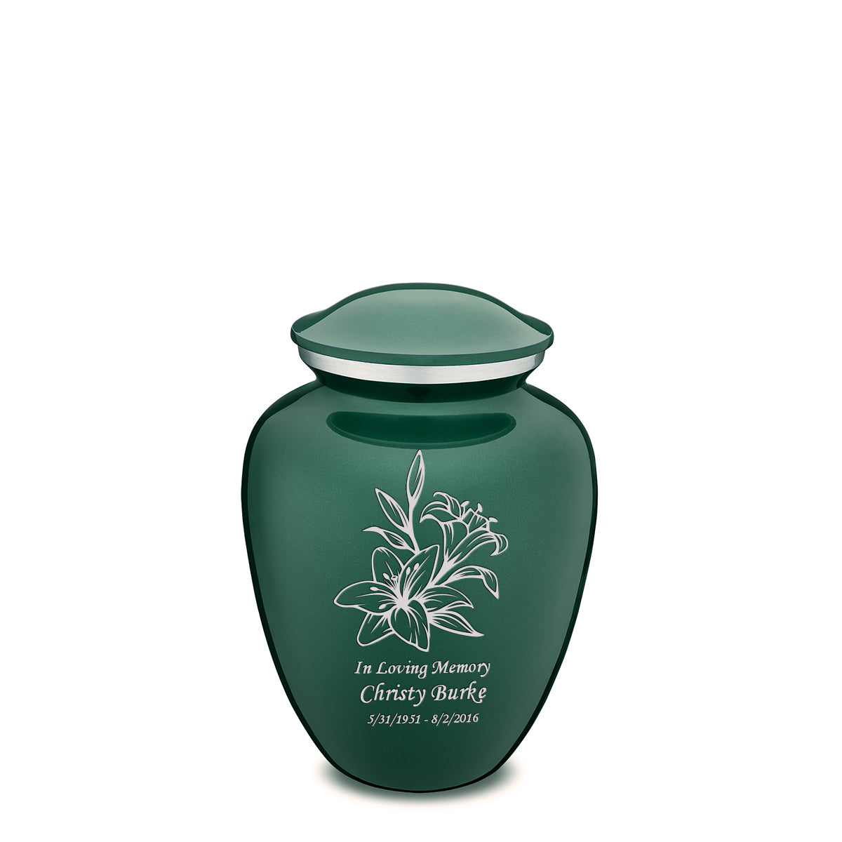 Medium Embrace Green Lily Cremation Urn