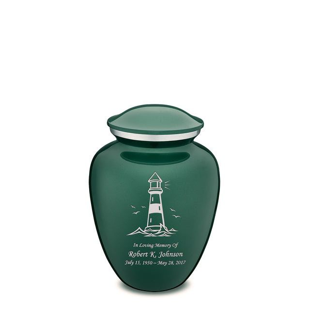 Medium Embrace Green Lighthouse Cremation Urn